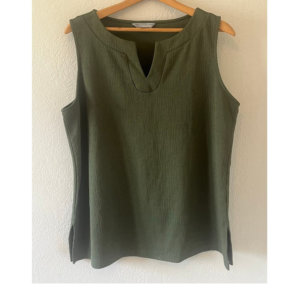 Women's Liz Claiborne Forrest  V-Neck Sleeveless Tank Top Shirt Blouse Sz Large